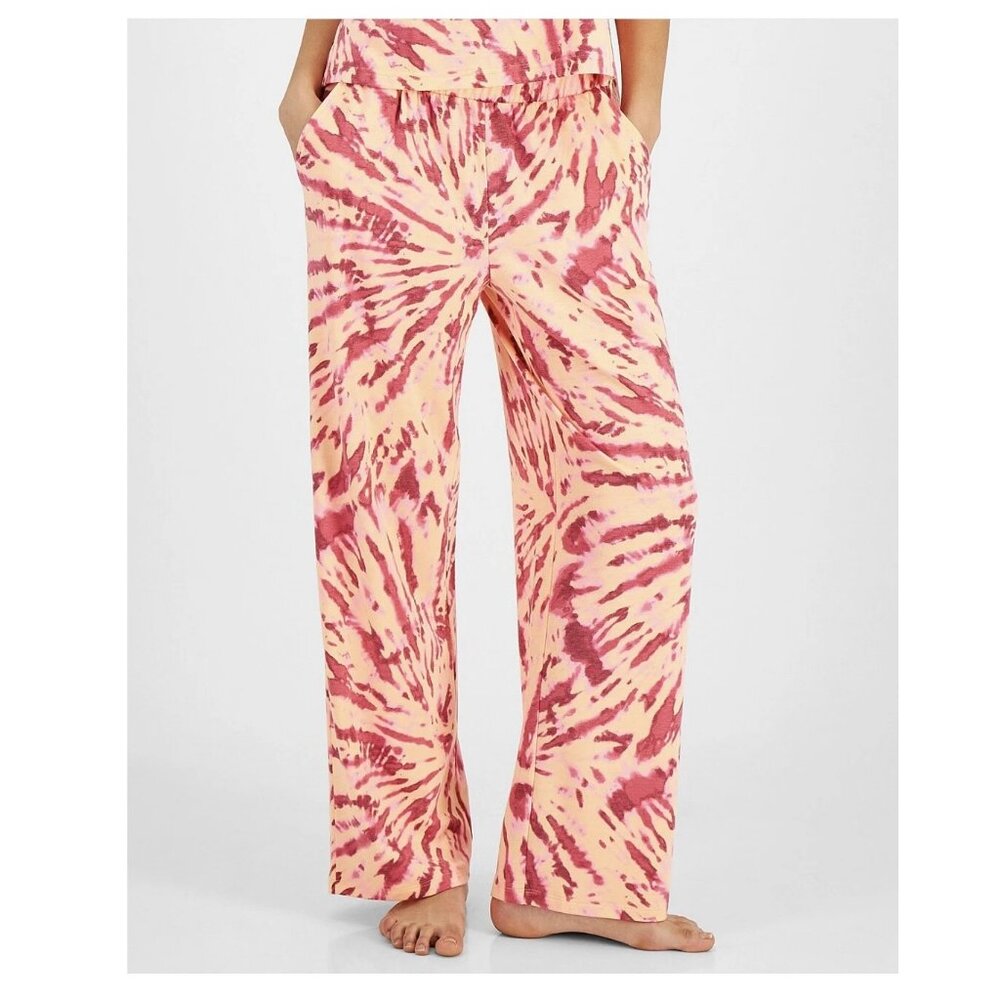 Jenni Women's High-Rise Wide-Leg Pajama Pants, Melon Tie Dye Burst, XXL